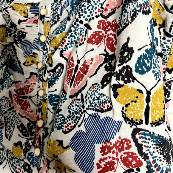 L.L. Bean Fit & Flare Dress Butterfly Pattern Tie Straps Size 8 Multicolor Dress - Picture 7 of 16